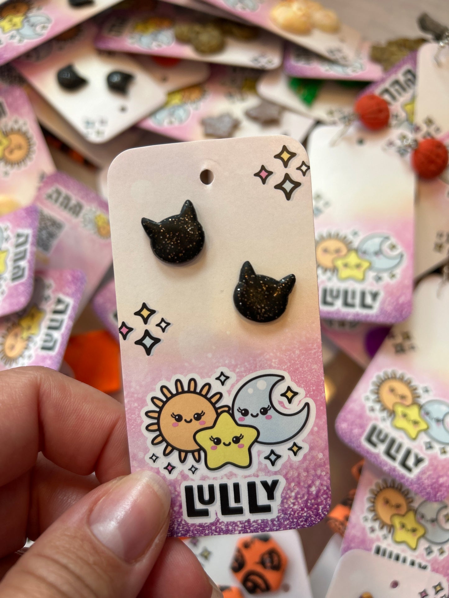 Black Cat Stud Earrings