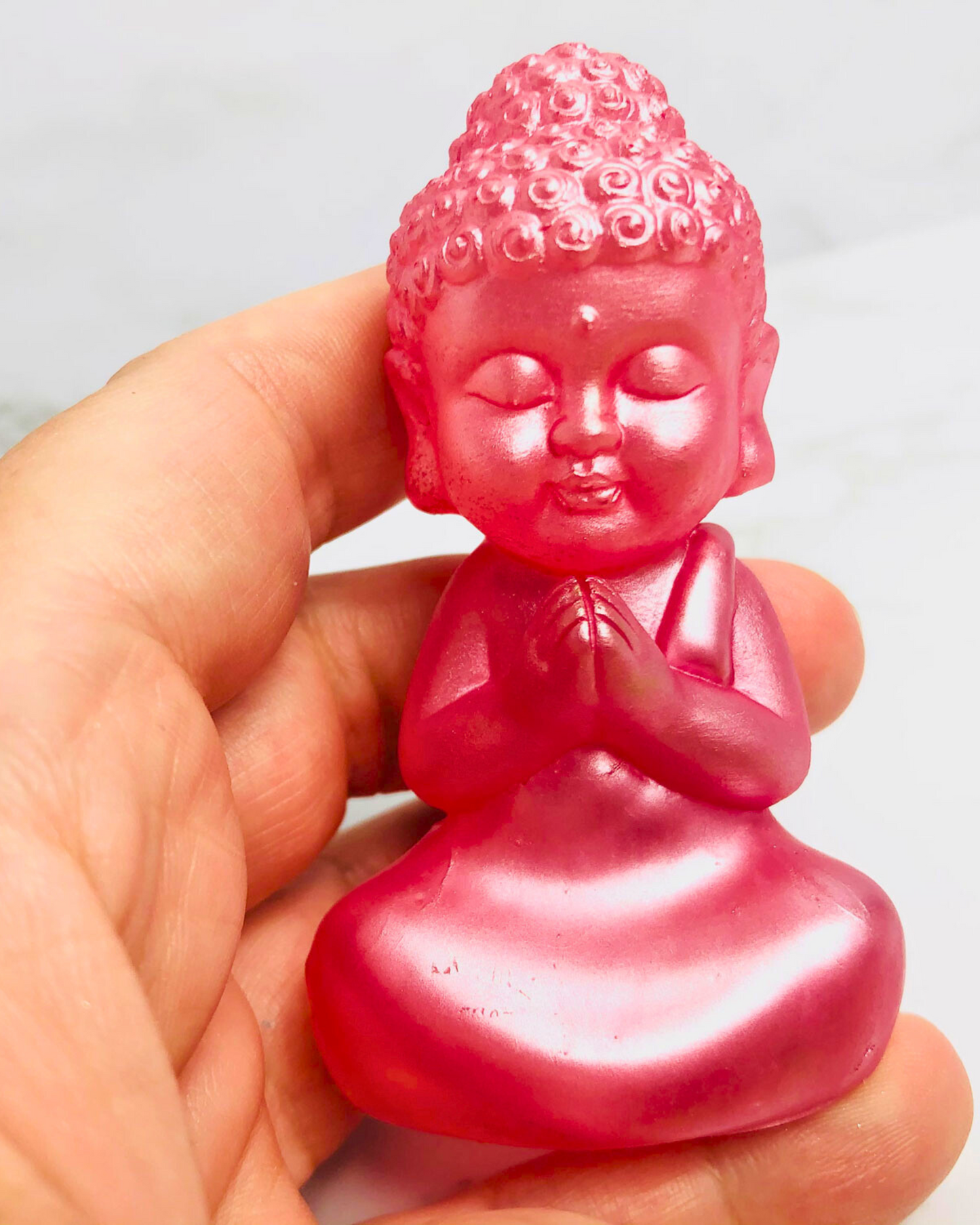 Handmade Pink Praying Buddha Statue – A Symbol of Greeting & Tranquility 🌸