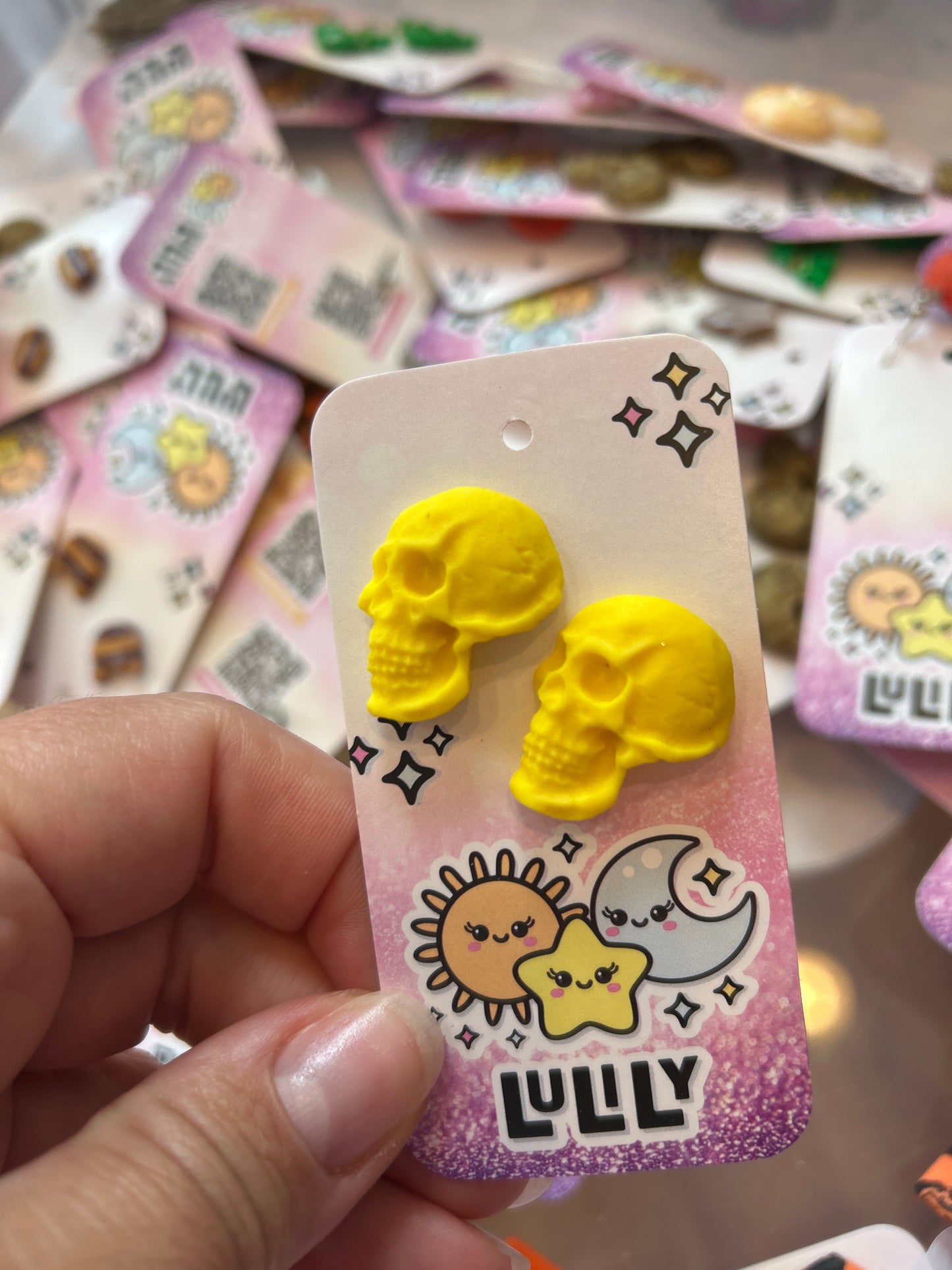 Yellow Skull Stud Earrings