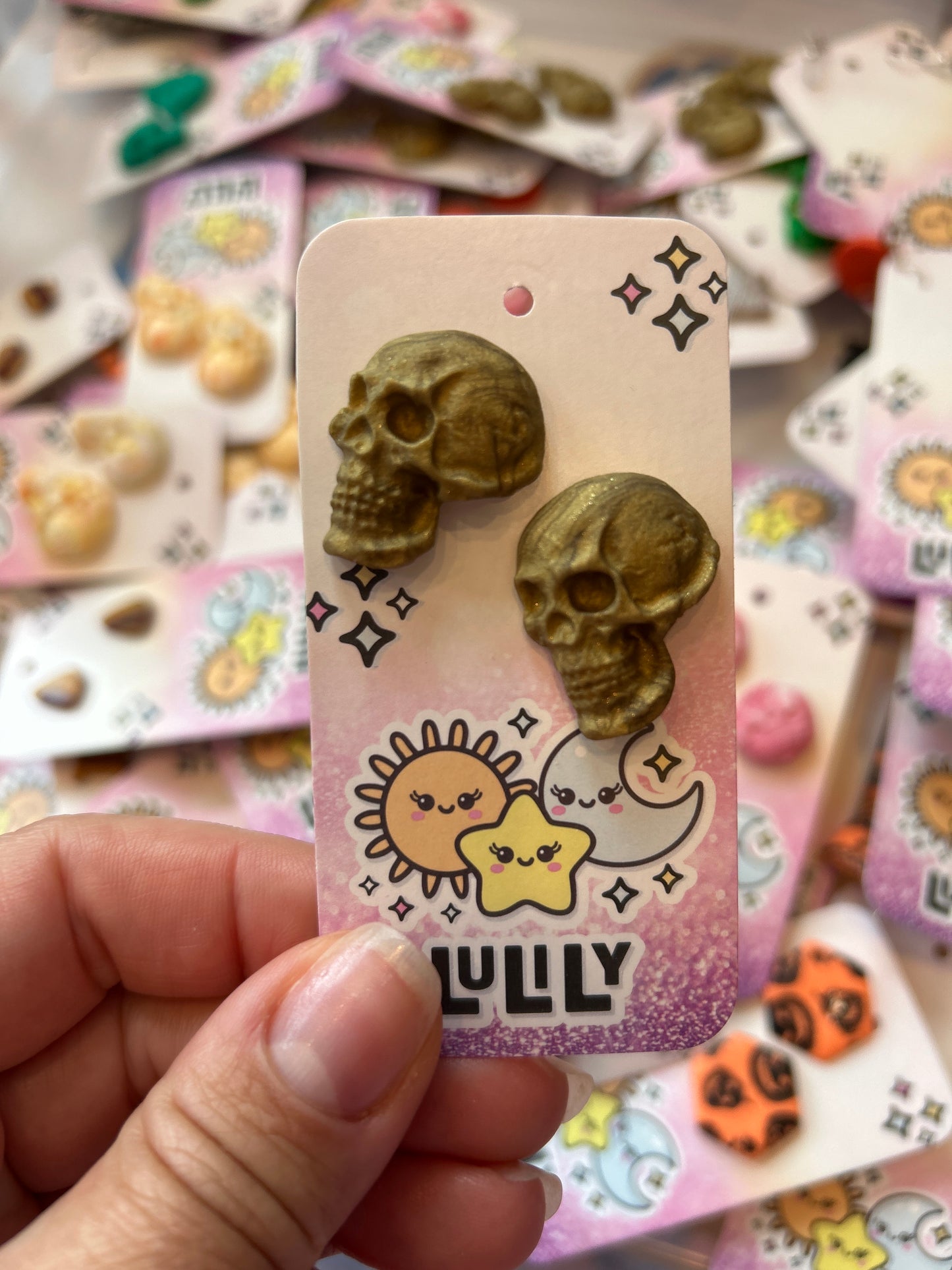 Gold Skull Stud Earrings