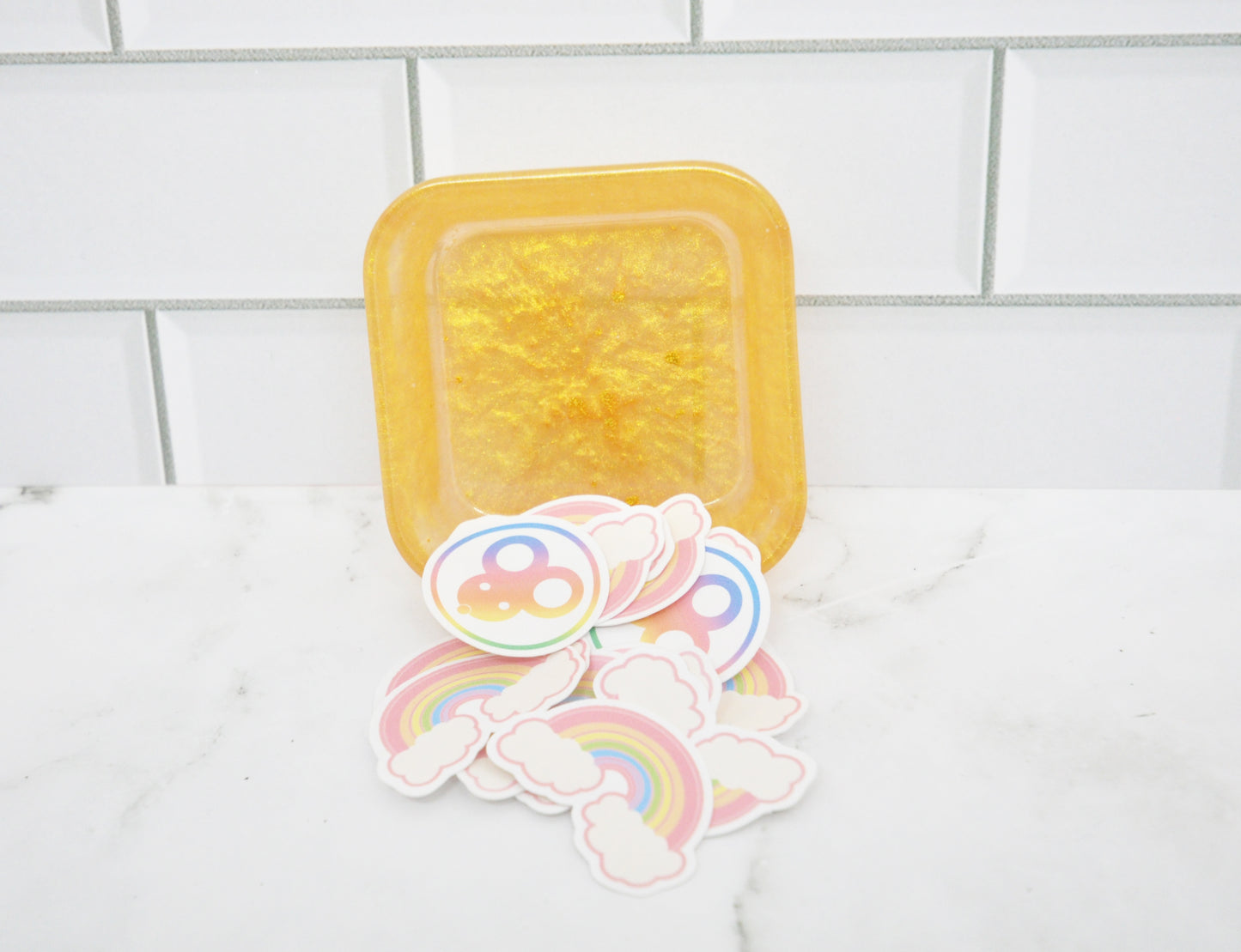 Gold Shimmer Resin Trinket Dish ✨