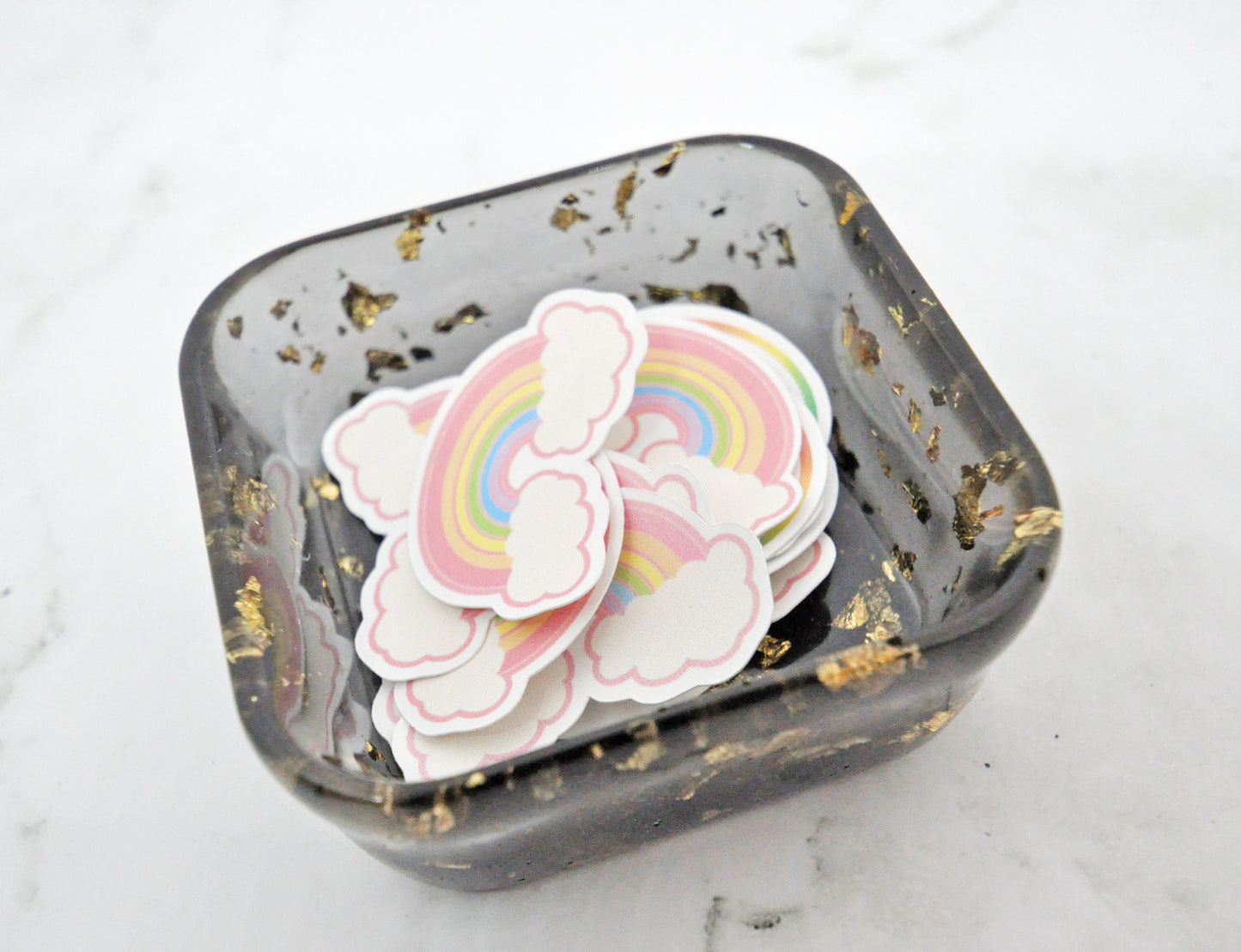 Black & Gold Foil Resin Trinket Dish ✨