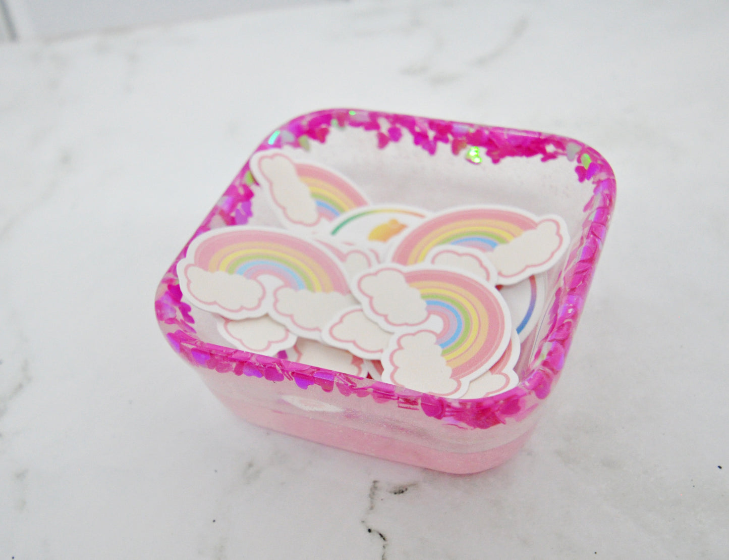 Pink Hearts Glitter Resin Organizer Dish π