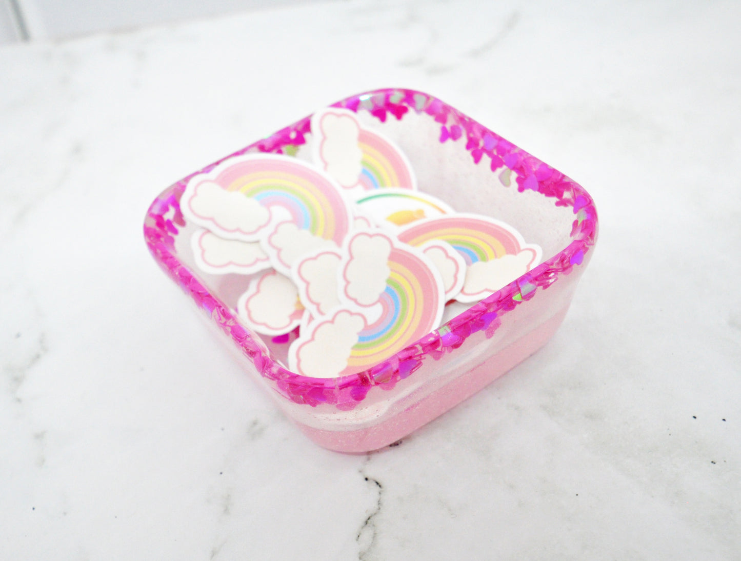 Pink Hearts Glitter Resin Organizer Dish π