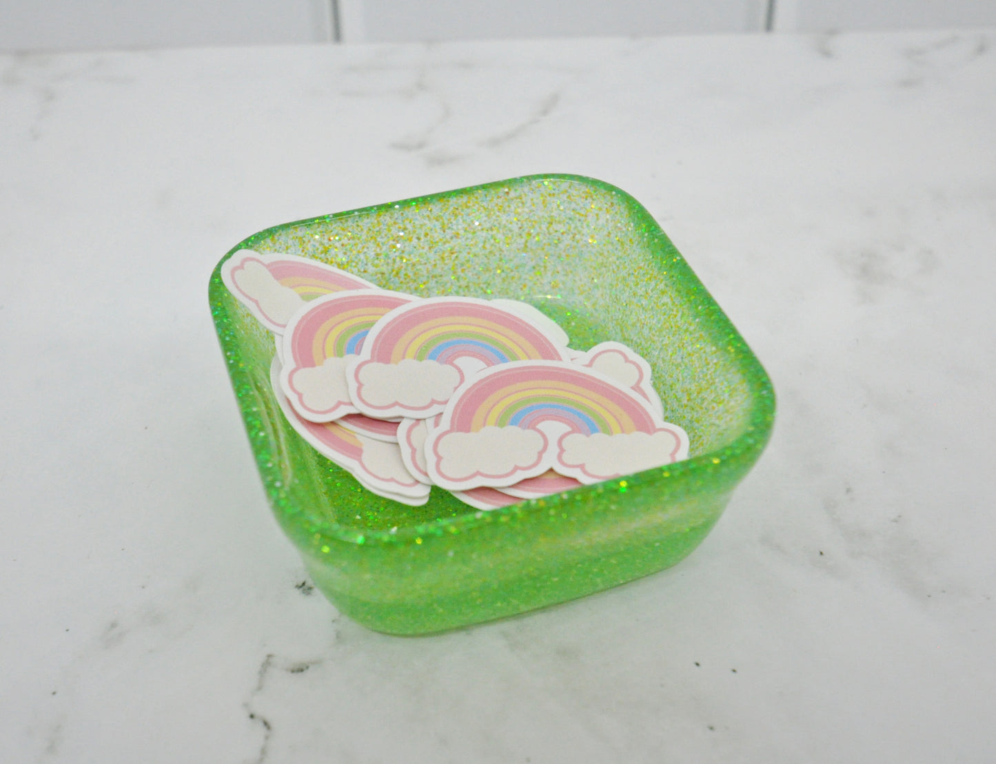Green Glitter Resin Trinket Dish ✨
