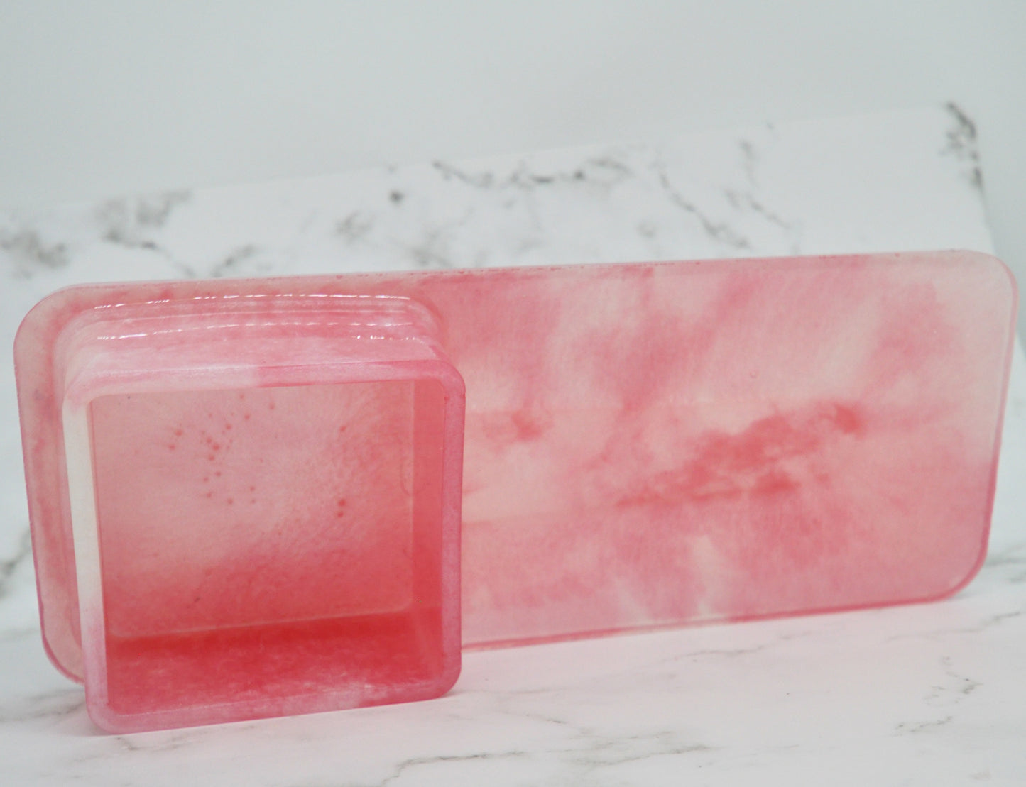 Blush Pink Resin Organizer Tray with Built-In Cup