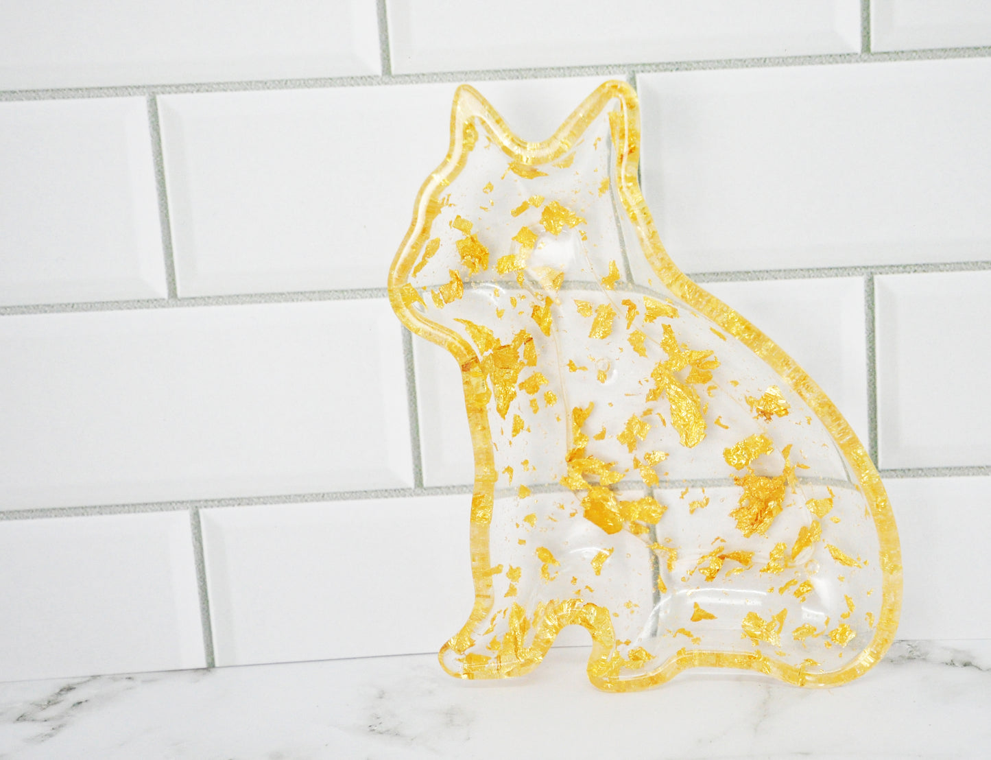 Gold Foil Cat Resin Trinket Dish 🐾✨