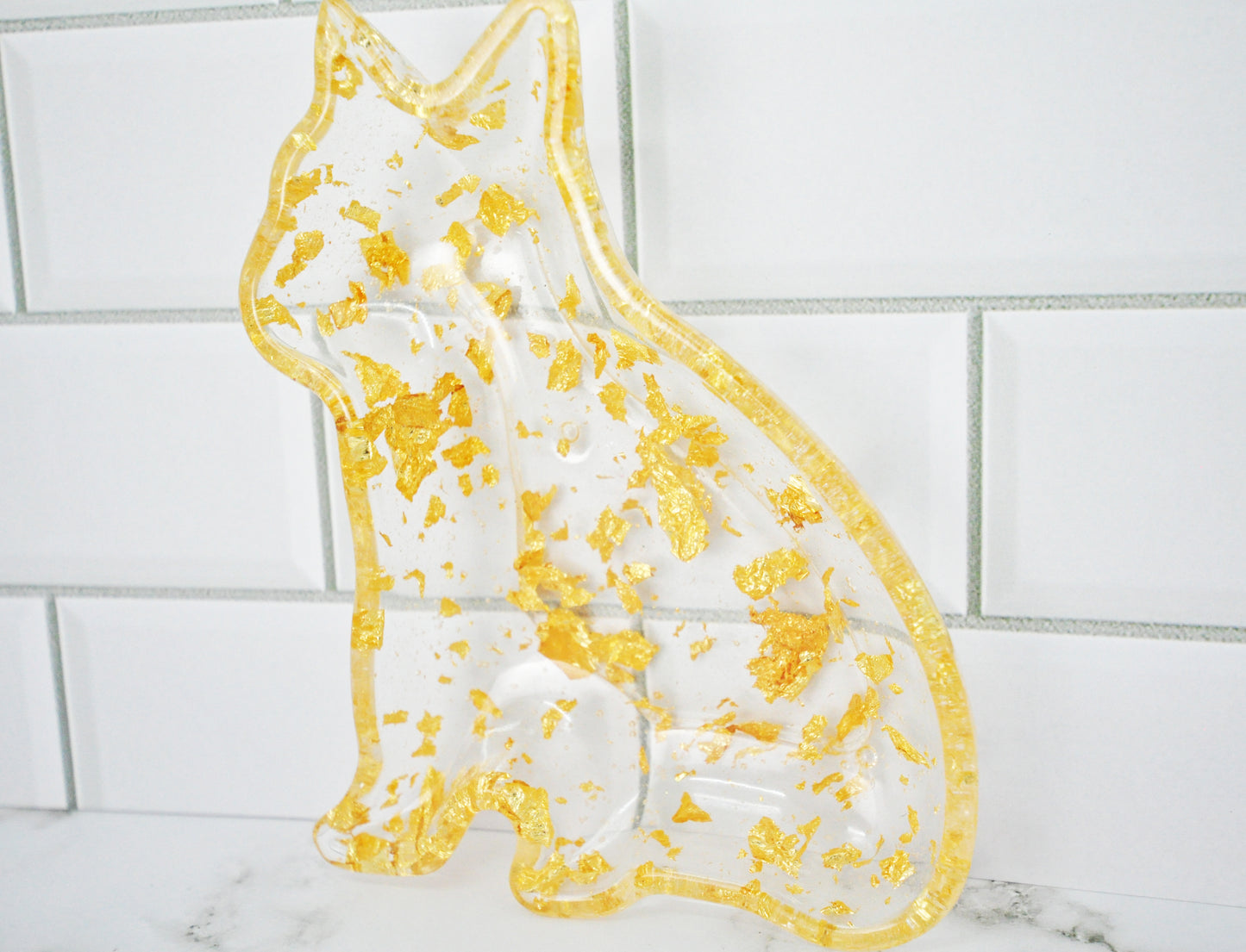 Gold Foil Cat Resin Trinket Dish 🐾✨