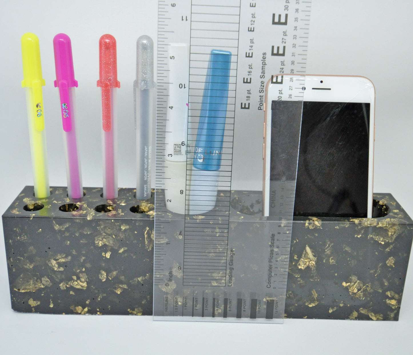 3-Piece Black & Gold Resin Desk Organizer Set