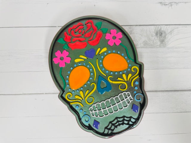 Hand-Painted Iridescent Sugar Skull Organizer