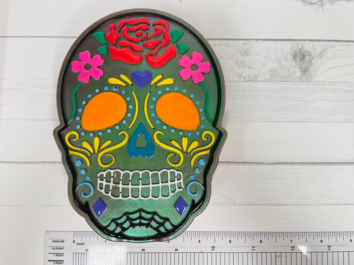 Hand-Painted Iridescent Sugar Skull Organizer