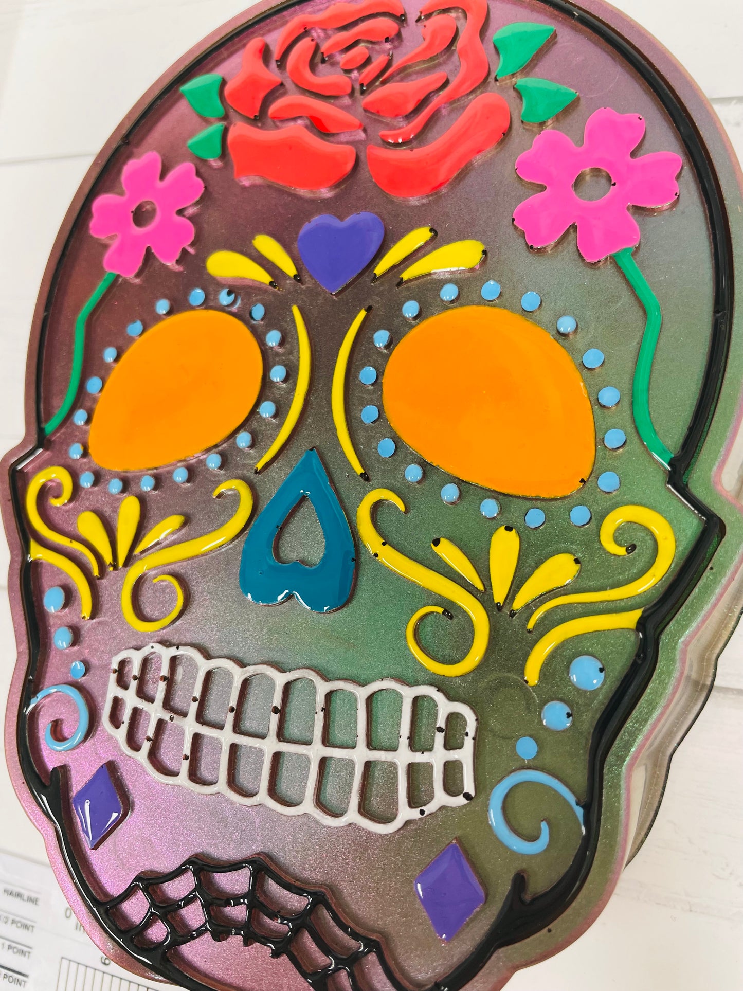 Hand-Painted Iridescent Sugar Skull Organizer