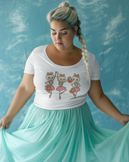Dancing Ballerina Skeletons Halloween T-Shirt 💀🎀🎃