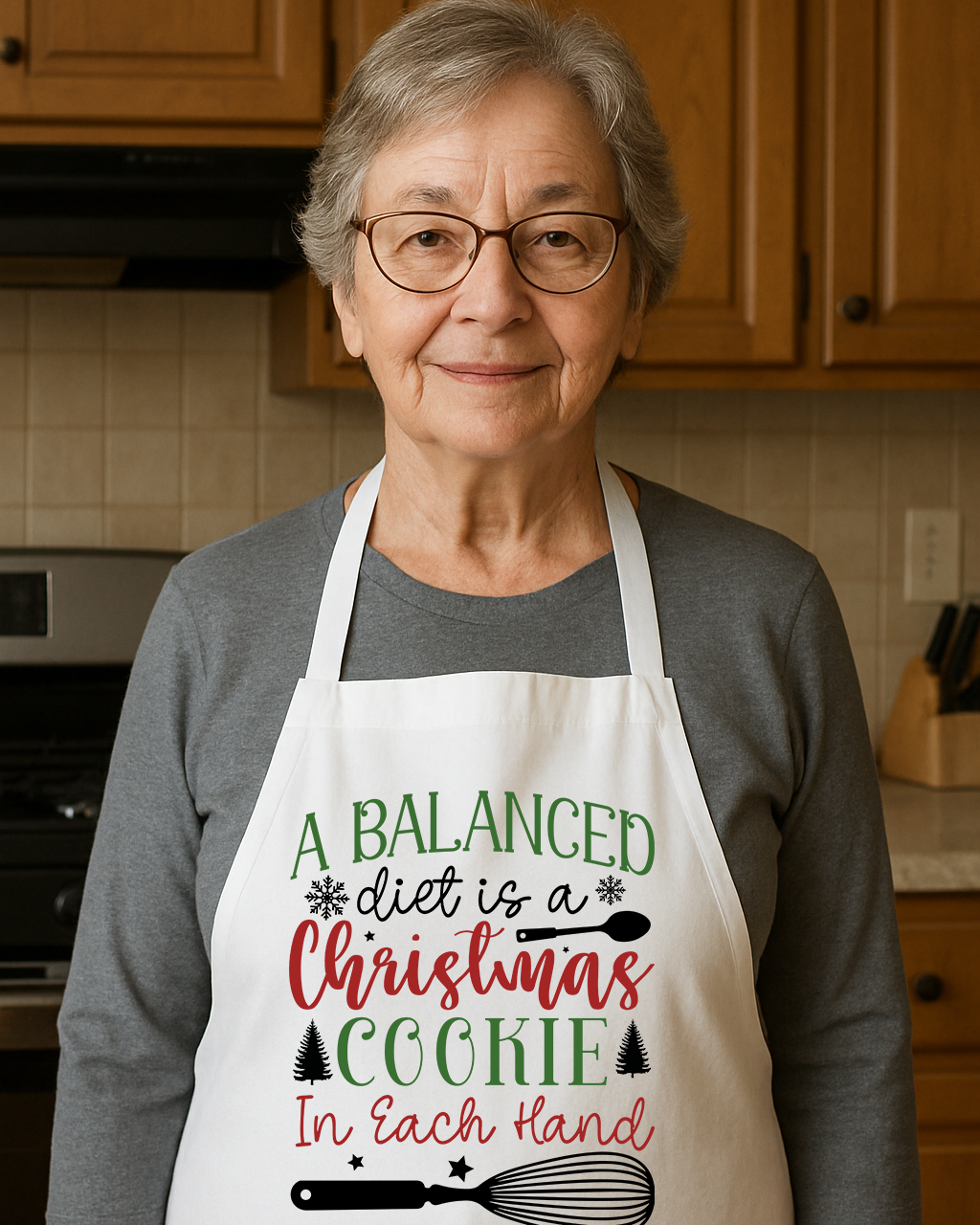 🎄 A Balanced Diet Is a Christmas Cookie in Each Hand White Apron 🍪