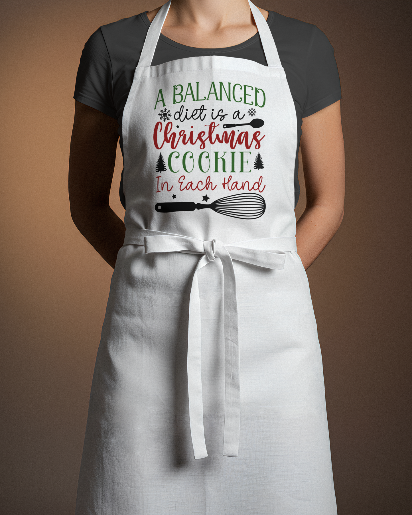 🎄 A Balanced Diet Is a Christmas Cookie in Each Hand White Apron 🍪