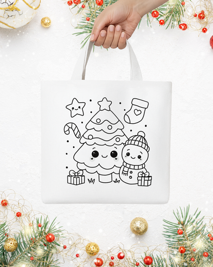 Christmas DIY Paint Tote Bag Kit for Kids – Festive Holiday Craft with Paints, Stickers & Brush 🎄