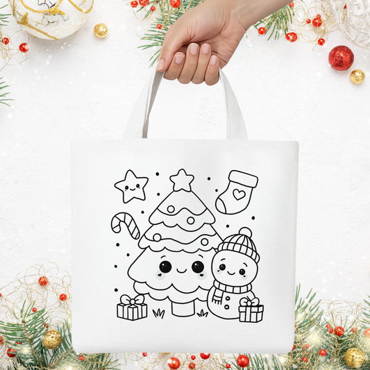 Christmas DIY Paint Tote Bag Kit for Kids – Festive Holiday Craft with Paints, Stickers & Brush 🎄