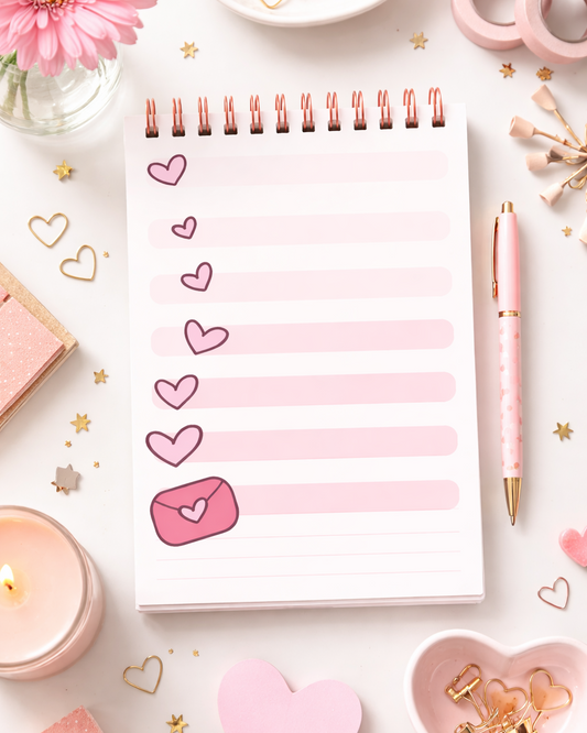 Love Notes Spiral Notepad – Pastel Lined Planner Pad