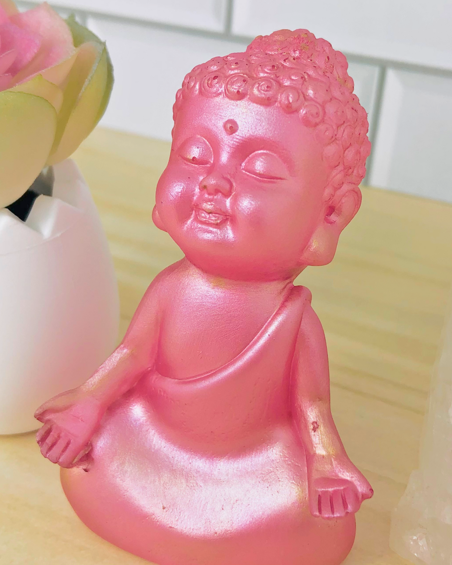 Handmade Pink Meditating Buddha Statue – Tranquility & Peace for Any Space 🪷