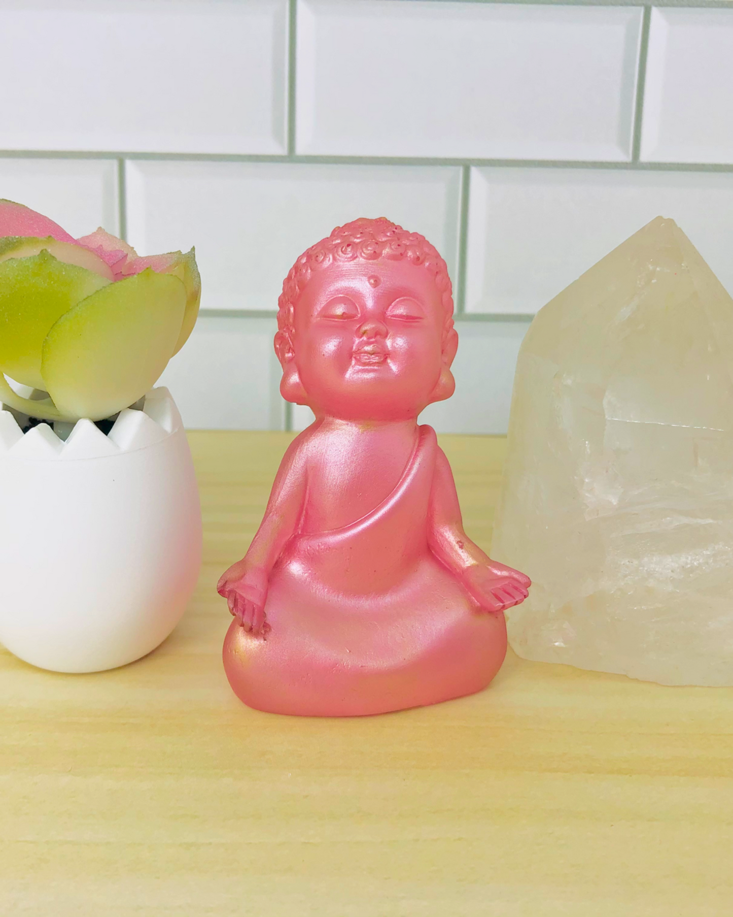 Handmade Pink Meditating Buddha Statue – Tranquility & Peace for Any Space 🪷
