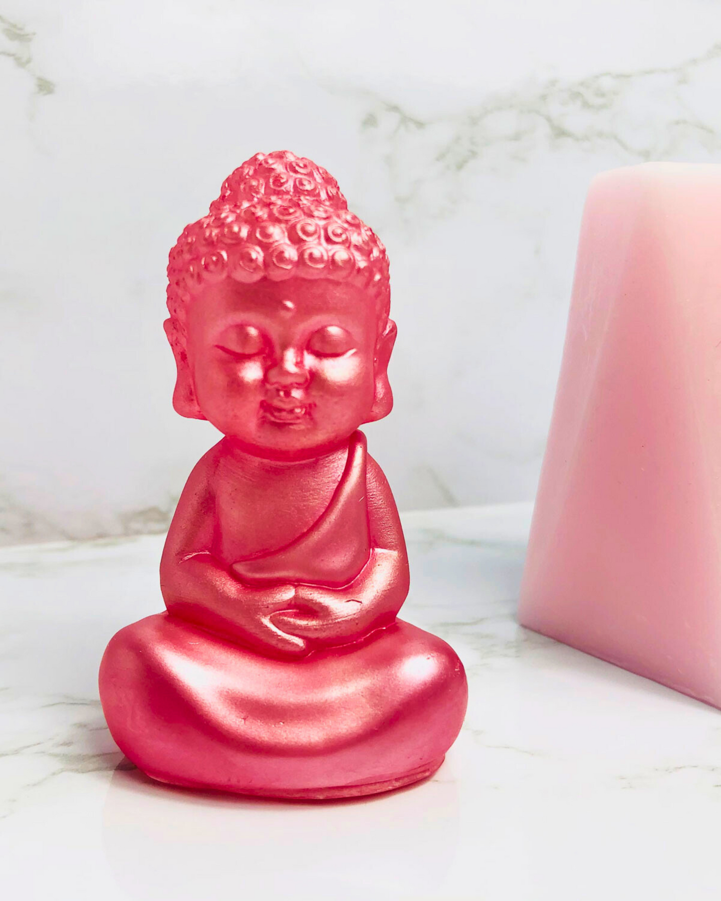 Handmade Pink Sitting Buddha Statue – A Symbol of Enlightenment & Serenity 🌸