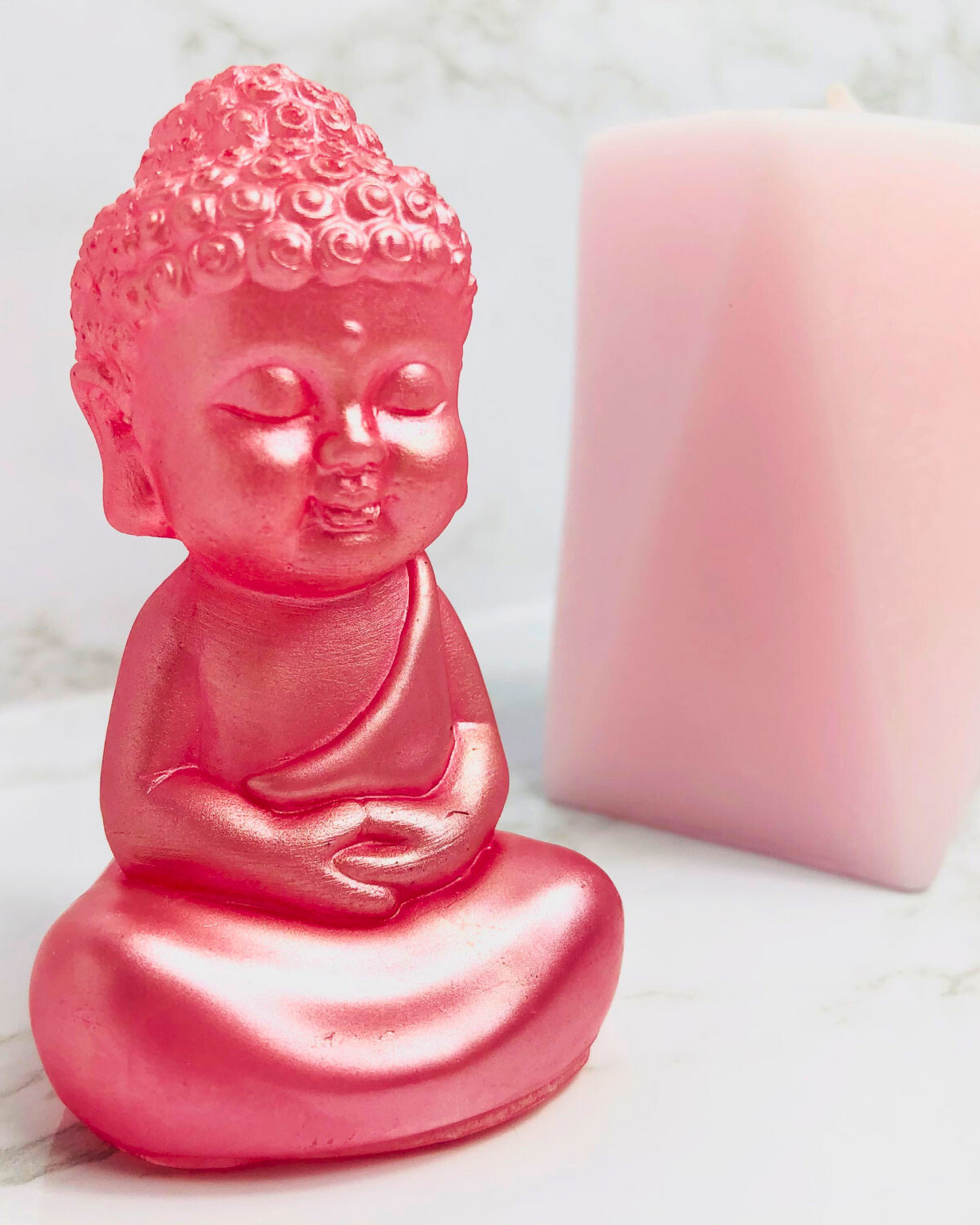 Handmade Pink Sitting Buddha Statue – A Symbol of Enlightenment & Serenity 🌸