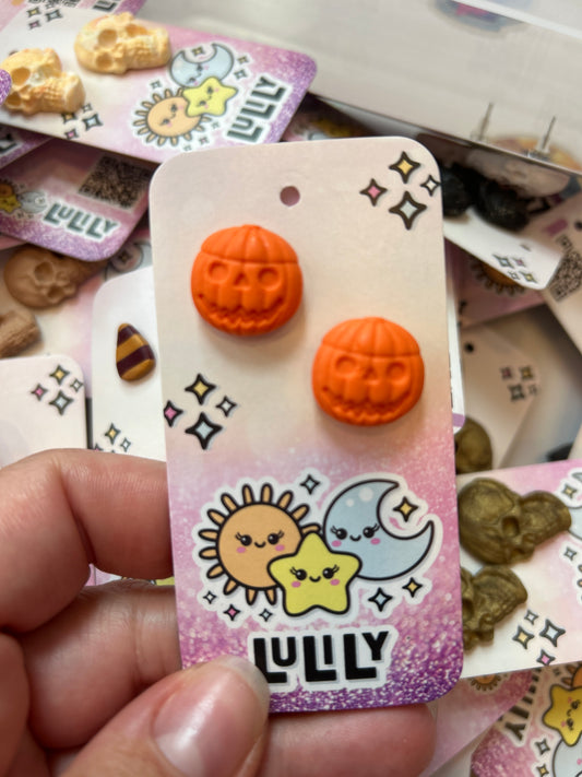 Orange Pumpkin Stud Earrings