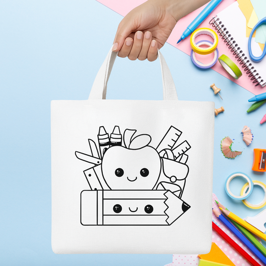 Back to School DIY Paint Tote Bag Kit for Kids – Creative Classroom Craft with Paints, Stickers & Brush ✏️🎒