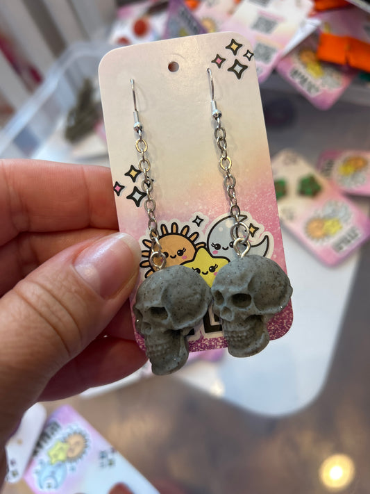 Grey Speckled Dangle Earrings