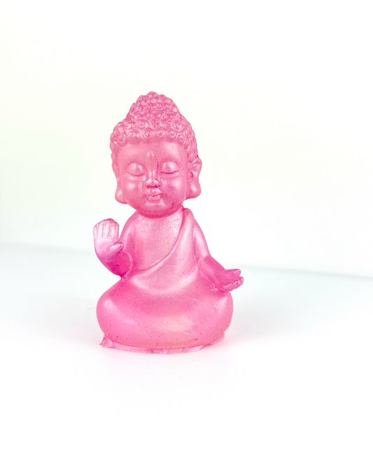 Mini Pink Buddha in Abhaya Mudra – Symbol of Protection & Peace for Room or Office Decor