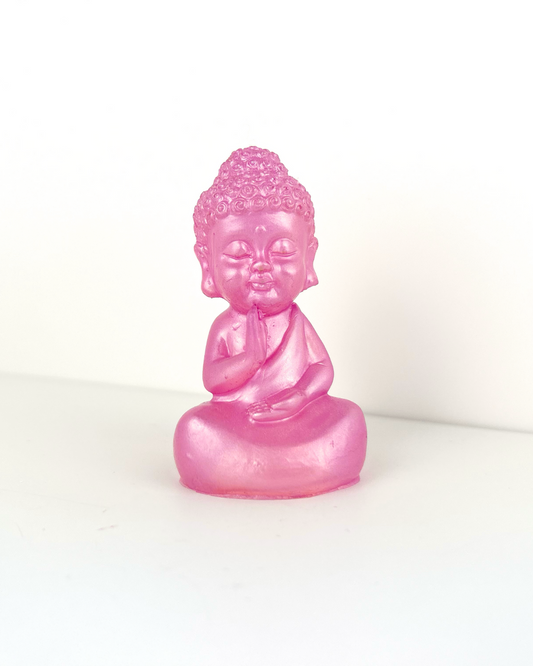 Pink Teaching Buddha Statue – Handmade Resin Decor