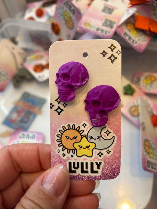 Purple Skull Stud Earrings