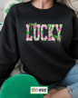Lucky Floral Bow St. Patricks Day White Sweatshirt