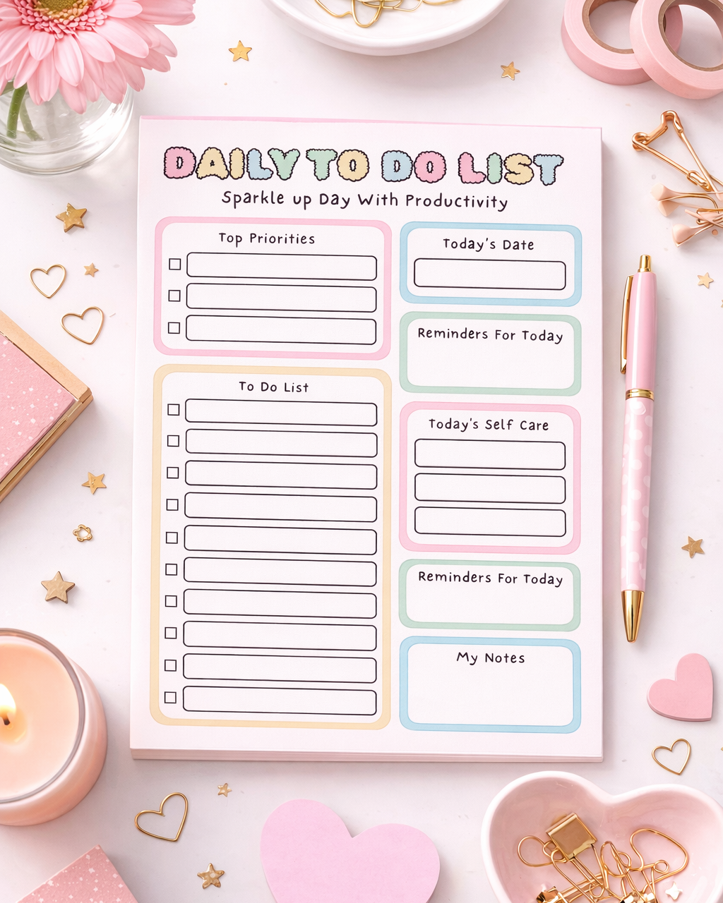 Daily To-Do List Notepad – Pastel Productivity Planner