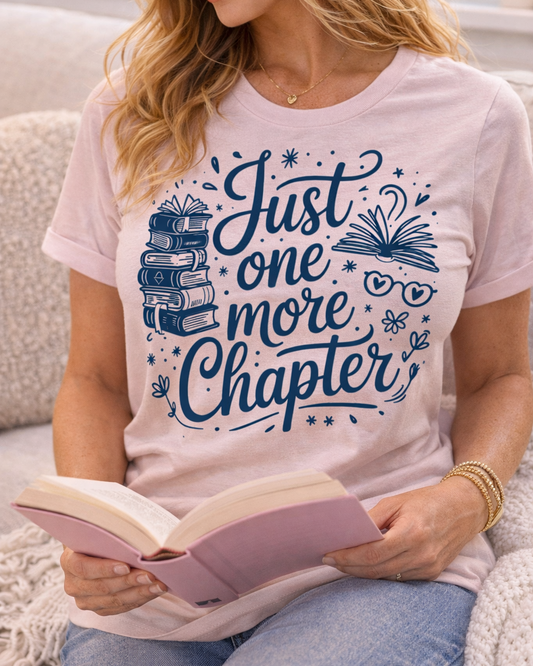 Just One More Chapter Beige Crewneck Tshirt