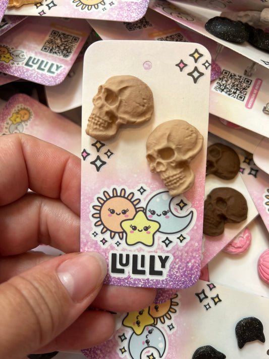 Flesh Tone Skull Stud Earrings