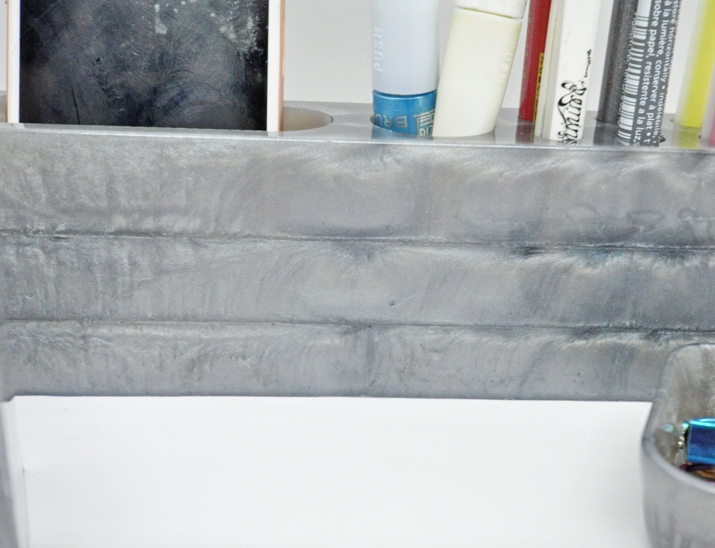 3-Piece Resin Desk Organizer Set – Metallic Gray