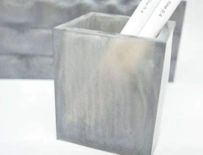 3-Piece Resin Desk Organizer Set – Metallic Gray