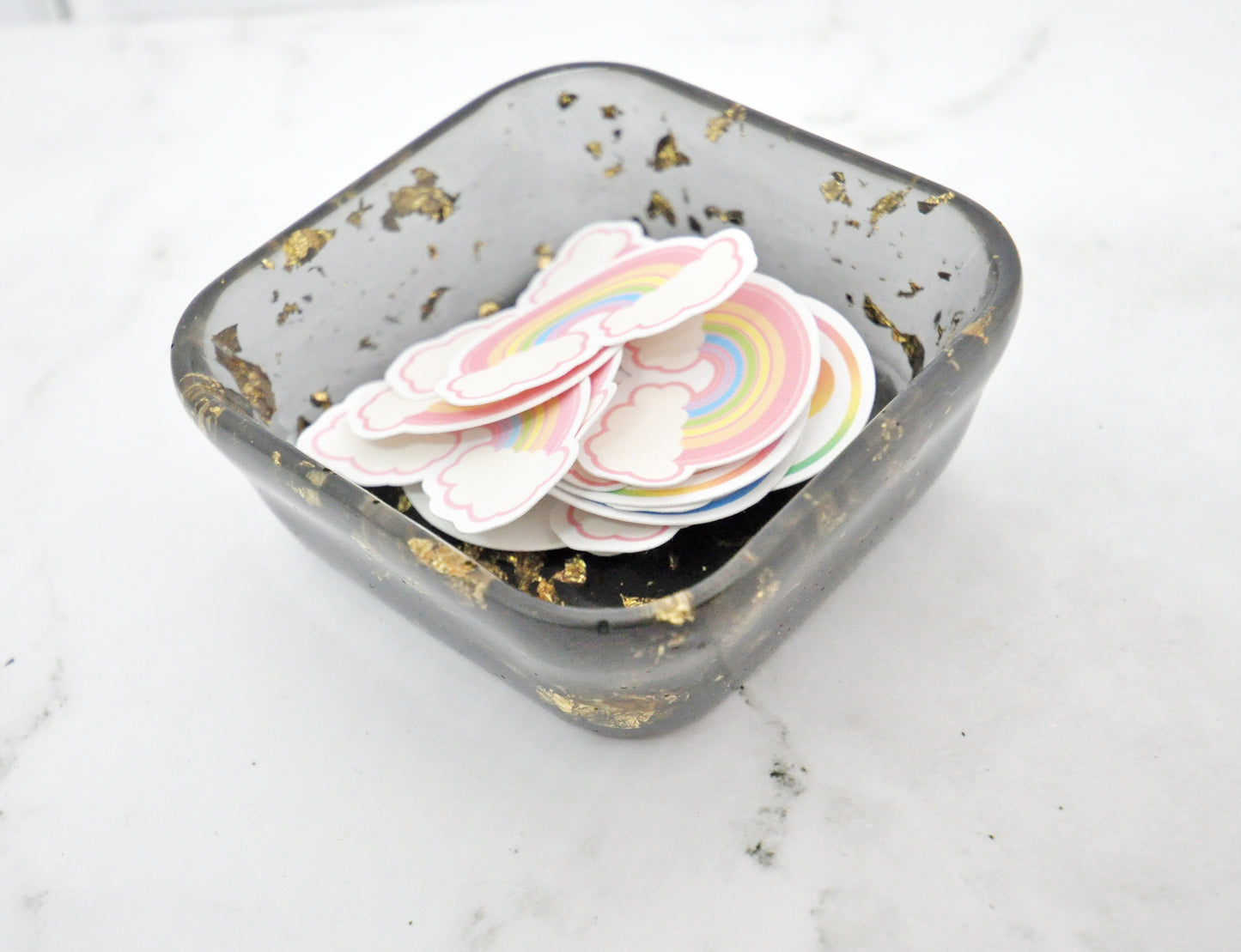 Black & Gold Foil Resin Trinket Dish ✨