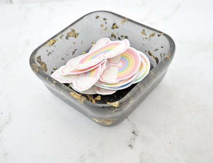 Black & Gold Foil Resin Trinket Dish ✨