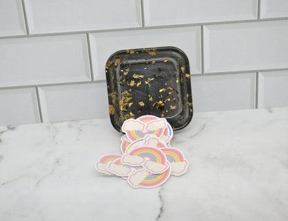 Black & Gold Foil Resin Trinket Dish ✨
