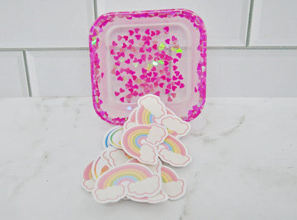 Pink Hearts Glitter Resin Organizer Dish 💖