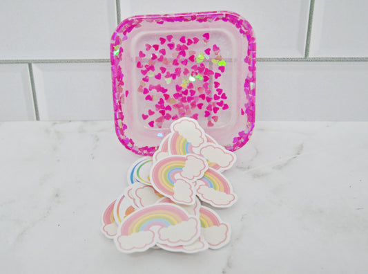 Pink Hearts Glitter Resin Organizer Dish 💖