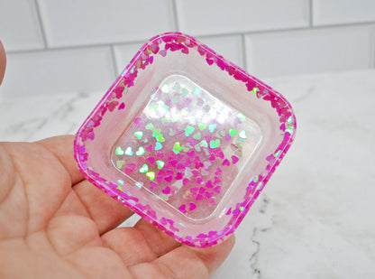 Pink Hearts Glitter Resin Organizer Dish 💖