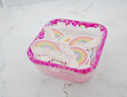 Pink Hearts Glitter Resin Organizer Dish 💖