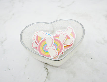 Iridescent Glitter Heart Resin Dish with Silver Rim ✨