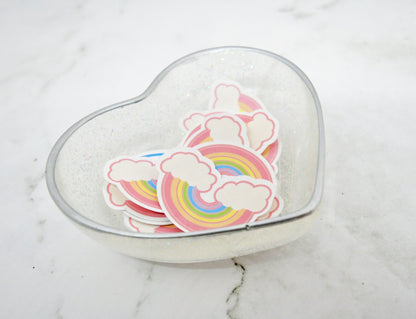Iridescent Glitter Heart Resin Dish with Silver Rim ✨