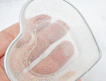 Iridescent Glitter Heart Resin Dish with Silver Rim ✨