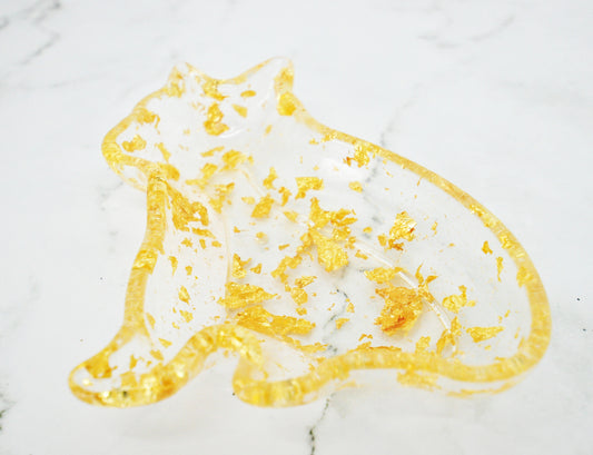 Gold Foil Cat Resin Trinket Dish 🐾✨