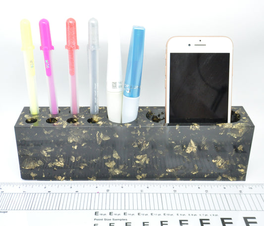 3-Piece Black & Gold Resin Desk Organizer Set